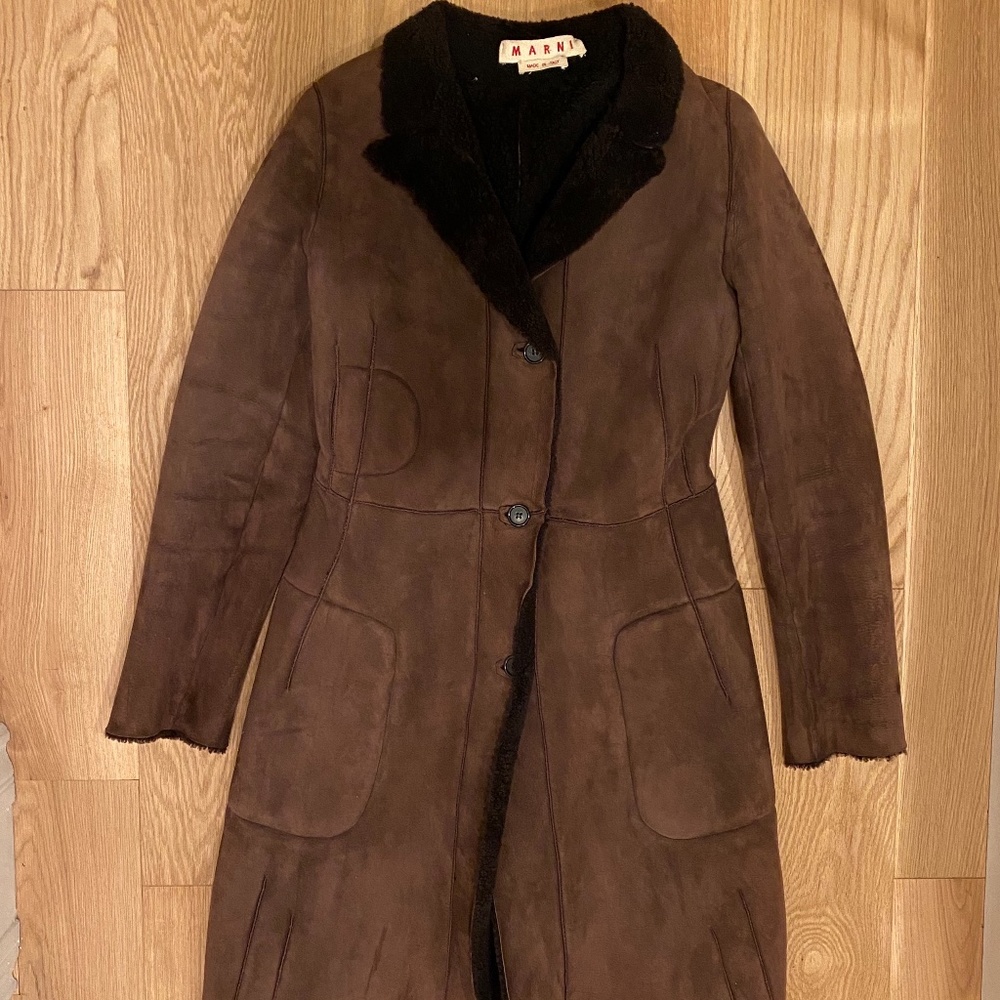 Marni Shearling Suede Leather Coat